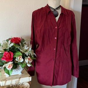 Suede cloth long sleeve button down shirt